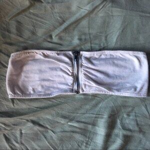 Garage White Zipper Bandeau Top | Size Medium